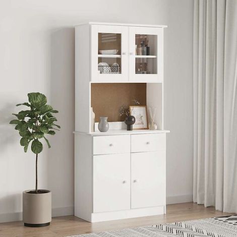 Coiffeuse en Bois Massif de Pin, Table de Maquillage avec Miroir et Tiroirs, Meuble de Chambre à Coucher Style Scandinave, 77x30x92 cm, Blanc (1/5)