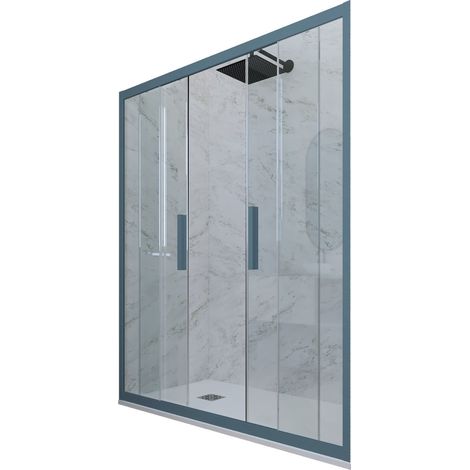 Porta doccia Blu Navy scorrevole  cm nicchia vetro Glam