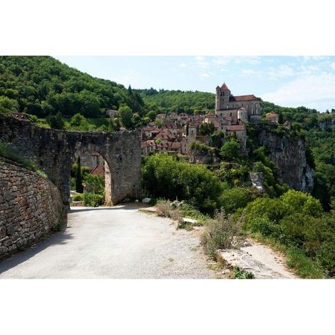 Tableau sur toile chemin vallée du célé 65x97 cm - Impression sur Toile Murale Décorative - Image imprimée en HD sur Toile - Toile sur Châssis en Bois FSC - Fabriqué en France