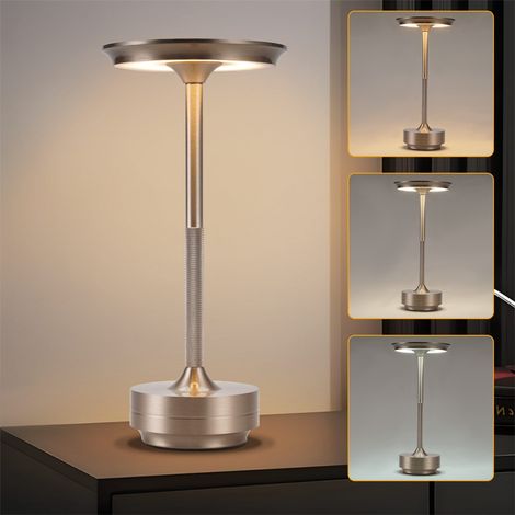 ZMH Lampe de chevet sans fil Lampe de table rechargeable par batterie - Lampe de table LED tactile dimmable avec batterie rechargeable USB Lampe de table en nickel (1/5)