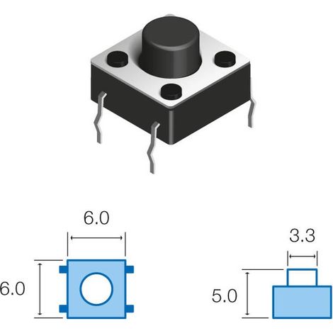 Pulsador Tacto 6x6mm Alto 5,0mm 4patas TACT-65N-F