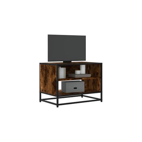 Meuble TV chêne fumé 61x40x46 bois d'ingénierie et métal (1/5)