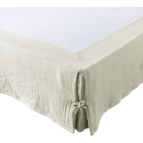Cache-sommier Gaze de coton 90 x 190 cm GAIA coloris Vert d'eau