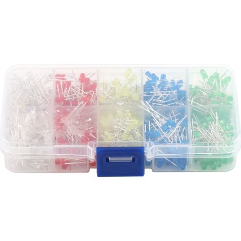 Kit fai da te di 500 diodi LED da 3 mm (bianco, giallo, rosso, blu, verde) (1/5)