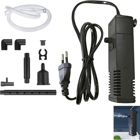 Filtre Intérieur pour Aquarium 20L à 40L – 3 en 1 avec Pompe, Double Filtration, Silencieux et Facile à Installer, Eau Douce et Eau Salée (1/5)