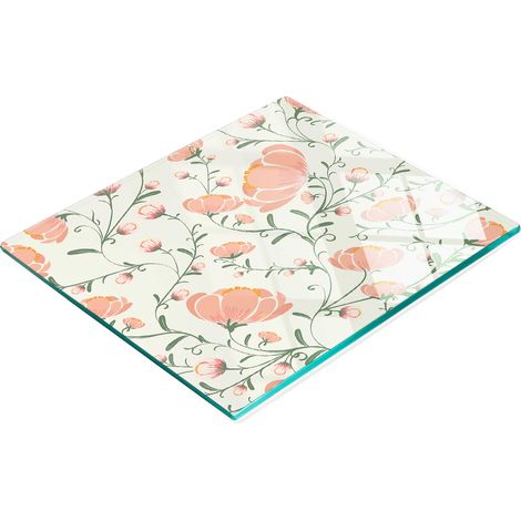 Tavola decorativa multifunzionale da cucina in vetro temperato con fiori, 60x52 cm (1/5)