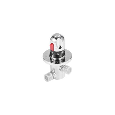 Miscelatore per acqua calda e fredda, miscelatore termostatico in ottone massiccio, valvola miscelatrice a temperatura fissa per lavello da cucina, bagno, WC, G1/2-Crezuo