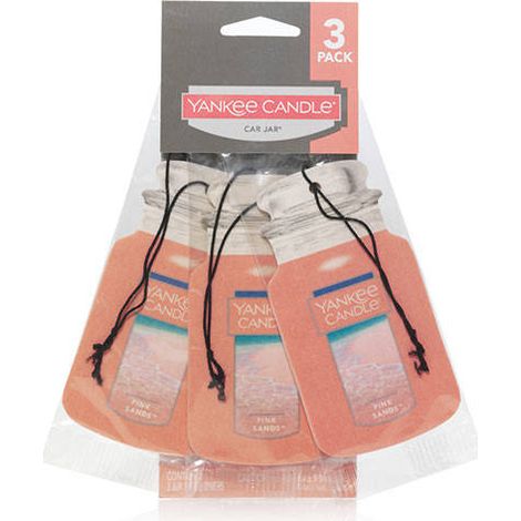 Confezione da 3 barattoli di candele Yankee Candle per auto, profumazione Pink Sands