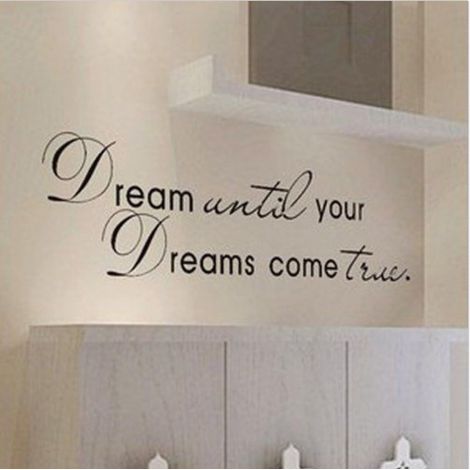 Autocollant Mural PVC - Citation Inspirante Dream Until Your Dreams Come True - 28 x 100 cm - Pour Salle De Séjour Chambre Cuisine Salle De Bain - 1 Pièce (1/5)