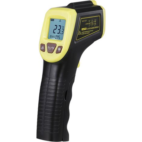 EASYCOMFORT Thermomètre infrarouge Pistolet de température laser numérique sans contact -50°C à 600°C (-58°F à 1112°F) avec écran LCD, Jaune (1/5)