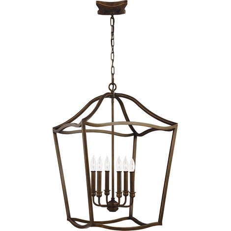 Elstead Yarmouth - Luminaire suspendu à 6 ampoules, laiton vieilli peint (1/5)