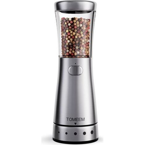 [French Days]Moulin à poivre électrique, moulin à sel ou à poivre rechargeable en acier inoxydable, grande capacité de 126 g, ouverture de 4,6 cm, mouture réglable, idéal pour la cuisine. (1/5)