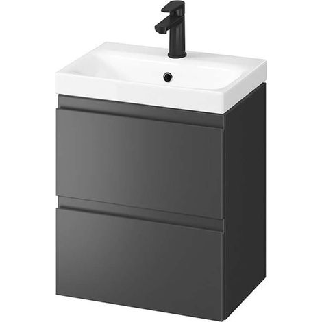 Cersanit Moduo - Meuble-lavabo, 57x50x35cm, 2 tiroirs, anthracite S590-087 (1/2)