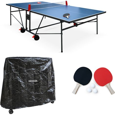 sweeek - Indoor-Tischtennisplatte mit 2 Schlägern, 3 Bällen + Schutzhülle