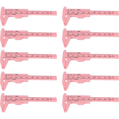 Lot de 10 règles de mesure sourcils 80mm rose, pied à coulisse double échelle pour tatouage, outil de traçage précis. (1/5)