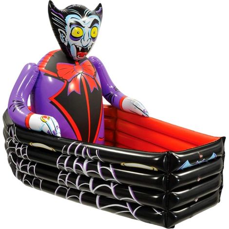 Glacière gonflable en forme de cercueil, porte-boissons d'Halloween pour une utilisation intérieure et extérieure, accessoire de fête à thème (1/4)