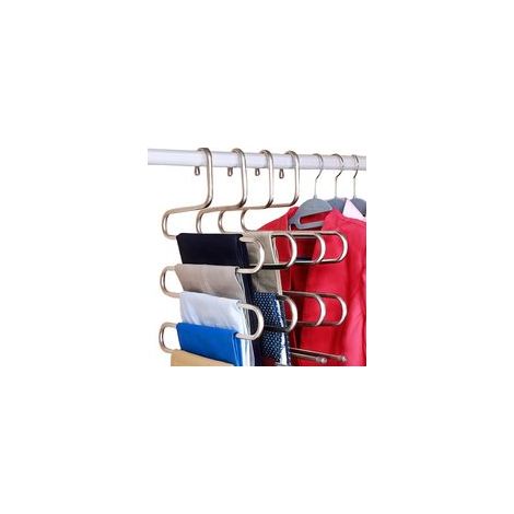 Cintres en acier inoxydable de type S pour vêtements, pantalons, jeans et foulards (14,17 x 14,96 pouces, lot de 3) (3 pièces) (1/5)