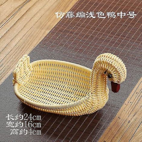 Obstkorb aus Rattan, Aufbewahrungskorb für den Haushalt, Aufbewahrungskorb mit Tiermotiven aus Rattan, Multifunktionsdekoration – helle Ente, mittelgroß