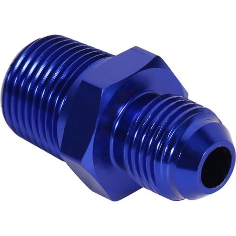 Raccord droit mâle alu AN6 vers 3/8" NPT pour carburant et huile, adaptateur bleu (1/5)