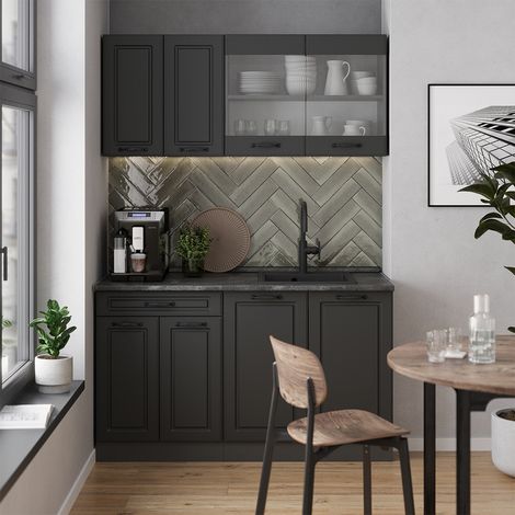 Cuisine R-Line, Anthracite maison de campagne/anthracite, 140cm sans PT, Vicco