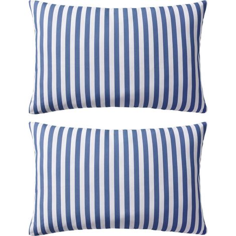 Set di 2 cuscini da giardino per esterni 60 x 40 cm a righe blu DEC020108