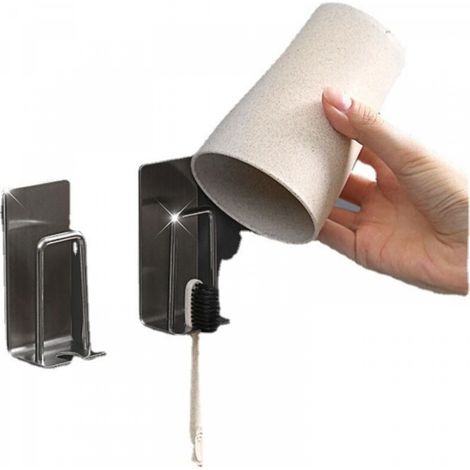Porte-brosse à dents adhésif, acier inoxydable 304, accessoire de salle de bain (4 pièces, noir) (1/4)