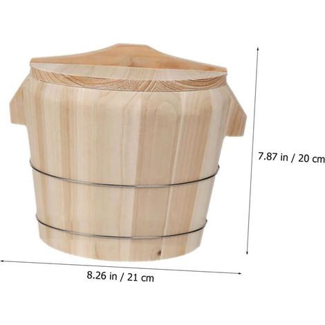 Vaporiera in legno con coperchio, 21 cm, cedro – contenitore per cuocere il riso a vapore in cucina (1/4)