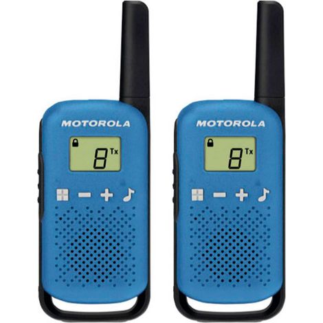 Talkie-walkie PMR lot de 2 – Portée 4 km – 16 canaux – Alimentation 3 piles LR03 – Fonction Scan et Roger Beep – Motorola