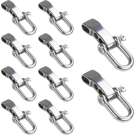 10 piezas de hebilla de grillete para pulsera de paracord, cierre de grillete de ancla de arco, clip de grillete ajustable para pulsera de supervivencia plateada (1/5)