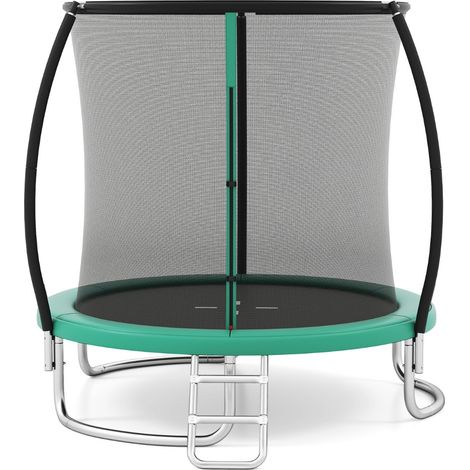 Trampoline Extérieur 244CM Trampoline Récréatif Robuste avec Filet de Sécurité Échelle et Cadre en Acier Galvanisé Antirouille Vert (1/2)