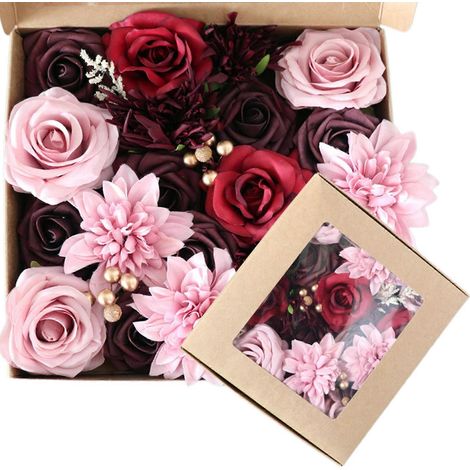 Set künstlicher Rosen für Hochzeiten – ideal zum Selberbinden von Brautsträußen, Tischdekorationen und Partys. (1/5)