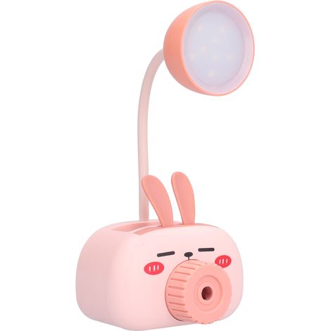 Faltbare LED-Stehlampe mit Stiftaufbewahrung, multifunktionaler, beleuchteter Kamera-Hase (Lampe, Stiftehalter, Anspitzer), warmweißes Licht, USB-aufladbar (eingebauter Akku, YW2192E Pink Rabbit) (1/5)