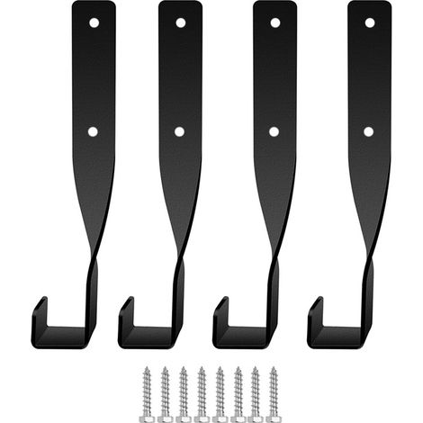 Set mit 4 Wandhalterungen für Kettensägen- und Rasenmäherhaken, geeignet für Garagenwände.