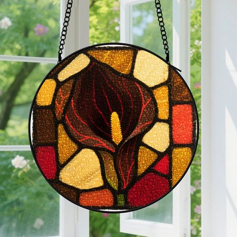 Suspension en vitrail, attrape-soleil coloré unique en verre, décoration fenêtre porte, cadeau Anniversaire pour professeur, collègue, élève 12,5 cm (1/5)