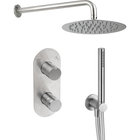 Ensemble de douche complet avec mitigeur de douche à encastrer à 2 voies en acier AISI 316L Arqea Helix SETPLM01.30 Acier inoxydable (1/5)