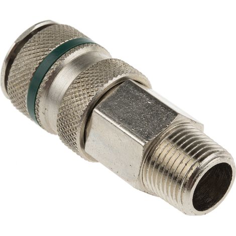 Raccord rapide pneumatique RS PRO, Filetage vers Mâle R 3/8 Mâle 3/8pouces Rectus 17, Schrader NW5 en Laiton, Acier ( Prix pour 1 ) (1/3)