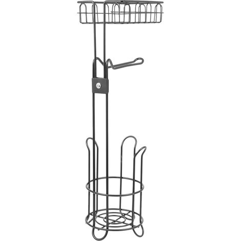 Porte-papier toilette vertical autoportant en fer noir, organisateur (1/5)