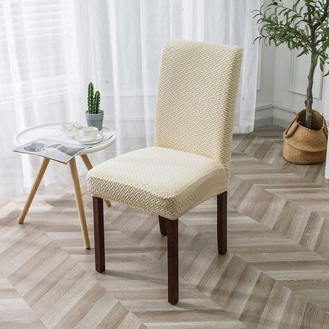 Housse de chaise à carreaux longs en jacquard imperméable - Beige, housse de chaise universelle moderne et durable pour la décoration de la maison, du restaurant, du banquet et de la cuisine (1/5)