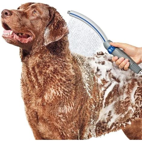 Brosse de bain pour animaux, pommeau de douche, pommeau de douche massant pour chats et chiens, ensemble de pommeau de douche nettoyant à débit réglable (1/5)