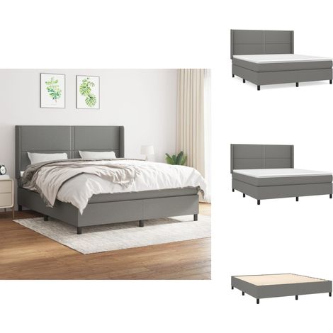 Boxspringbett mit Matratze Dunkelgrau 180x200 cm Stoff - Boxspringbett - Doppelbett - Bettenrahmen - Matratze - Matratzentopper (1/5)