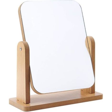 Miroir de Maquillage - Rotatif 360° - Bois et Verre - Rond - Style Contemporain (1/4)