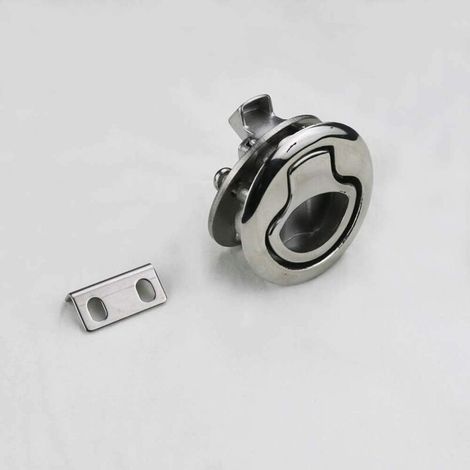 Serrure à poignée encastrée ronde de 55 mm pour porte coulissante affleurante, adaptée aux portes de pont de camping-cars et de bateaux. (1/5)