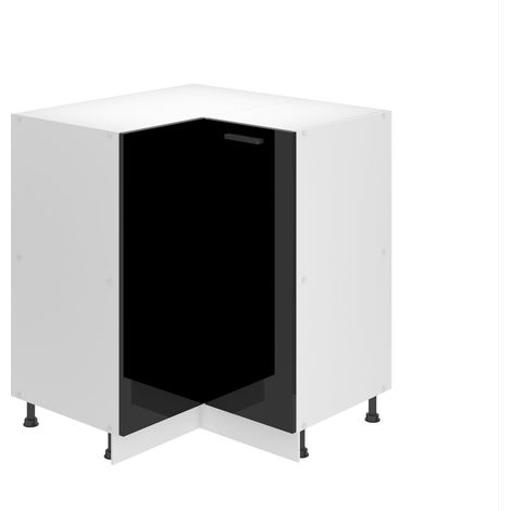 BELINI Meuble Cuisine Bas sans Plan de Travail SNP I Meubles de Cuisine - Taille: 90 x 90 x 82 cm I Meubles de Cuisine Angle - 1 Porte I Couleur : Noir très Brillant (1/5)