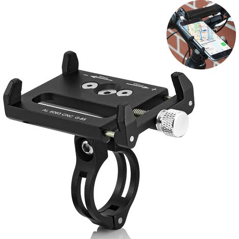 Support Téléphone Portable Pour Vélo - Support Aluminium Alliage CNC Pour Cintre Et Tige - Réglable 50 À 100 mm - Rotation 360° - 1 Pièce (1/5)