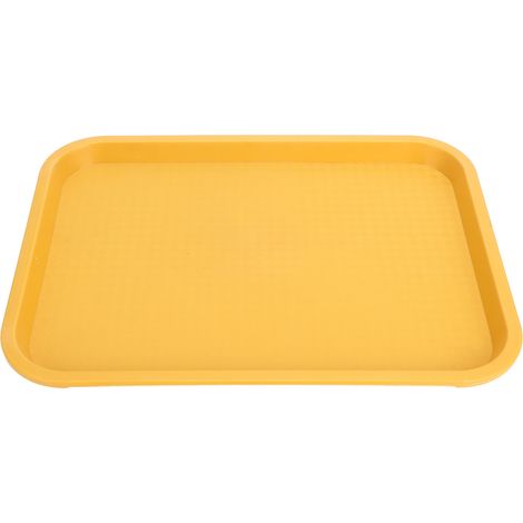 Plateau de Service Alimentaire Rectangulaire Jaune en PP Anti-Dérapant pour Restaurant