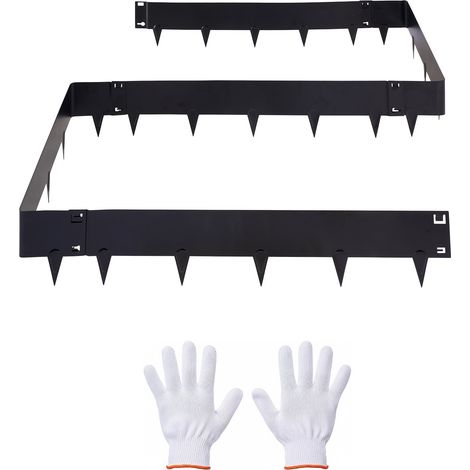 Bordure de Jardin Métal 101,6x20,7 cm Bordure de Pelouse en Acier Galvanisé Lot de 6 pour Massifs de Fleurs, Allées, Délimitation des Espaces, Aménagement Paysager, avec Paire de Gants, Noir (1/5)