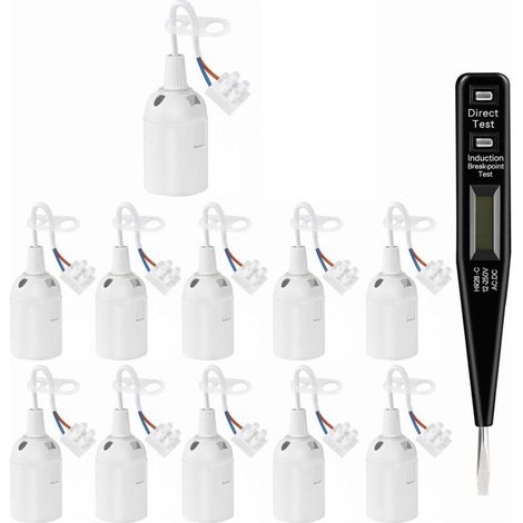 11Pcs douille E27 blanc, E27 rénovation Douille, 250V 4A douille de lampe avec câble, Douille de Chantier, convertisseur Baïonnette pour Ampoules LED et Ampoules Halogènes. (1/4)
