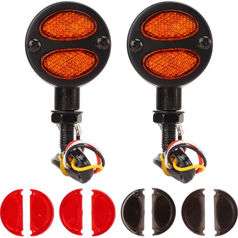 paire de clignotants LED bicolores pour moto, 12 V, universels, noirs (1/5)
