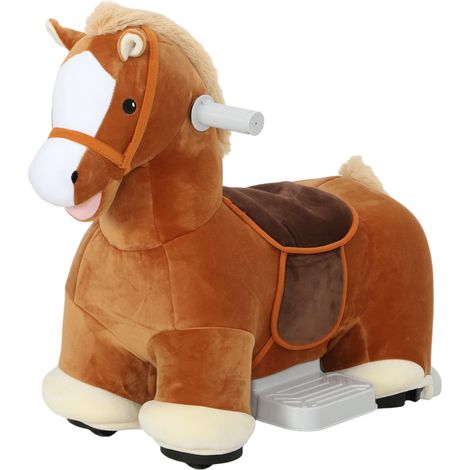 AIYAPLAY Cavallo Giocattolo Elettrico con Pedali, Rotelle e Suoni Marrone (1/5)