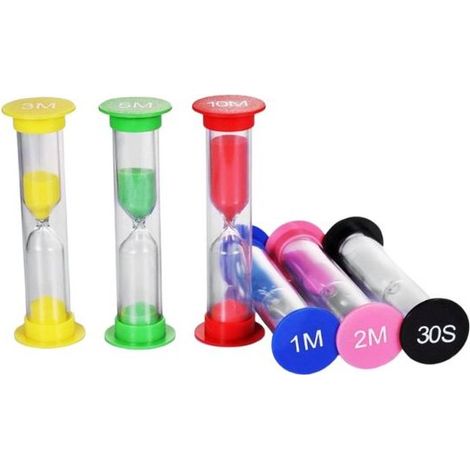 Set de 6 sabliers - 30 s, 1, 2, 3, 5 et 10 min - Pour jeux, yoga, douche et brossage des dents - Minuteur visuel - Sablier décoratif (1/5)